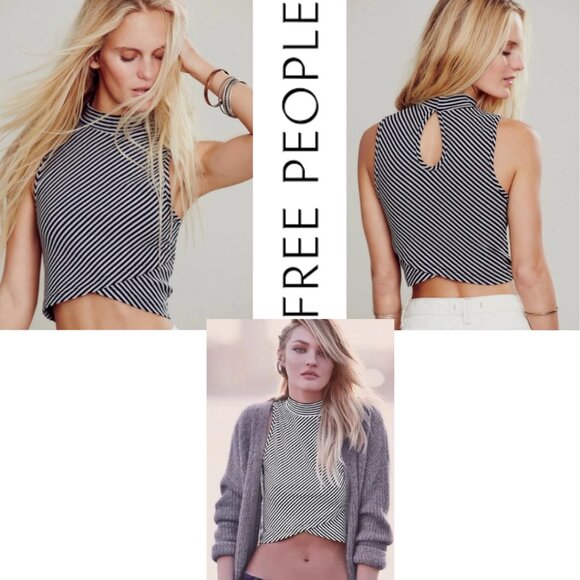 Free People Tabby Cat Striped Sleeveless Crop Top (Size S) - Picture 1 of 12